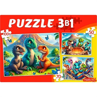 Пазл 3в1 МИР ДИНОЗАВРОВ №6 50,70,100 эл. П-8449 935-308