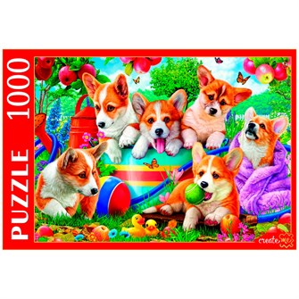 Пазл 1000 ЩЕНКИ КОРГИ В САДУ Ф1000-0757 932-183