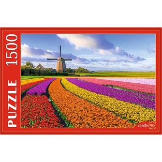 Пазл 1500 Тюльпановое поле и мельница ГИ1500-2643 /12/ 834-273