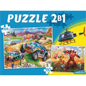 Пазл 2 в 1 60 и 104 ТРАНСФОРМЕРЫ + ТАЧКИ №2 П60-104-7255 934-828
