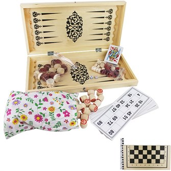 Набор 4 в 1 (Нарды+шашки+лото+карты) /Колорит/ 733-547