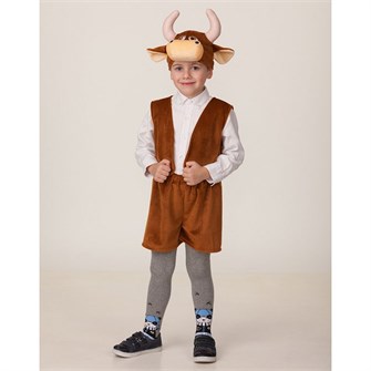Карнавальный костюм Бычок Рожок коричневый р.110-56 /плюш/Батик/ 652-519