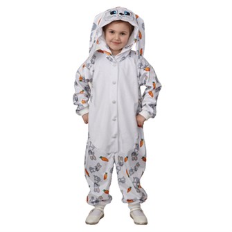 Карнавальный костюм Кигуруми Зайчик принт с вышивной мордочкой р.116-60 /текстиль/Батик/ 751-008