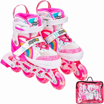 {{photo.Alt || photo.Description || 'Ролики Dvizhok р. S 30-33 раздвиж., свет 1 колеса, розово-белый 141V-672-4'}}