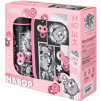 {{photo.Alt || photo.Description || 'Набор:ланч-бокс 0,98л и стакан детский с крышкой петлей СМЕШАРИКИ 0,4л Розовый 431337905'}}