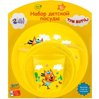 Набор детской посуды Три Кота (тарелка, миска, стакан и ложка) LA512812551 169-952