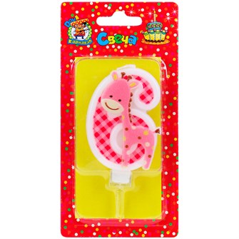 Свеча для торта Жирафик Розовый Цифра 6 С-8320 4610144883207 460-659