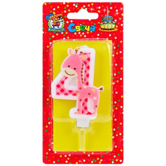 Свеча для торта Жирафик Розовый Цифра 4 С-8318 4610144883184 460-657