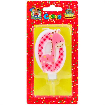 Свеча для торта Жирафик Розовый Цифра 0 С-8324 4610144883245 460-653