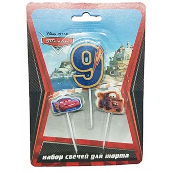Свечи  Дисней Тачки  цифра 9, тачки 2шт  6029968 460-093