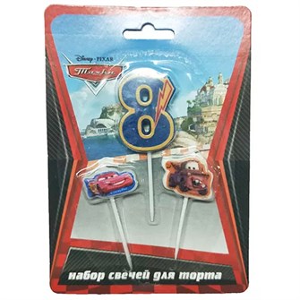 Свечи  Дисней Тачки  цифра 8, тачки 2шт  6029951 460-091