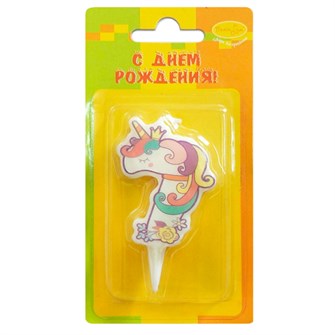 Свеча Цифра 7 Единорог 5см 6067748 460-076