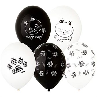 Набор шаров рис. рис+шелк Котики Лапки 36см. 5шт в уп. 1111-1171 /цена за уп/. 560-994