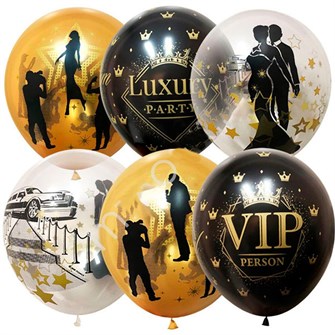 Шар 12" 30 см Набор шаров VIP Party ассорти рис. 6077297 25 шт /цена за упак/ 461-170