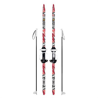 Лыжи подростковые Снежный гонщик 140/105 см серые с палками из стеклопластика 325173-00 Dvizhok 266-433