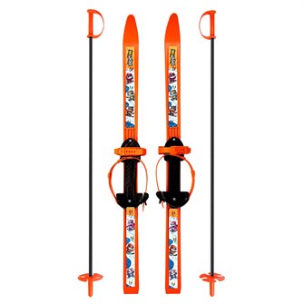 Лыжи детские Вираж-спорт 100/100 см оранжевые с палками из стеклопластика в сетке МПЛ 106.00 Dvizhok 266-437