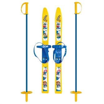 Лыжи детские Олимпик-спорт 66 см жёлтые с палками из стеклопластика в сетке МПЛ 102.00 Dvizhok 266-586