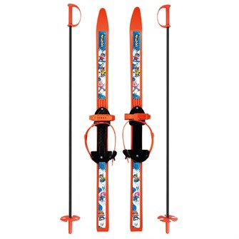 Лыжи детские Вираж-спорт 100 см оранжевые с палками из стеклопластика в сетке МПЛ 106.00 Dvizhok 266-585