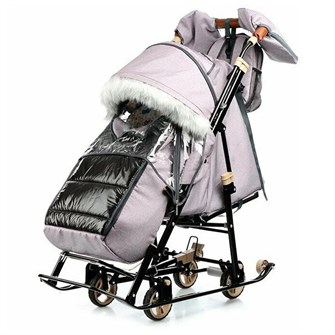 Санки коляска Galaxy Glory Gloss Лен пудровый(розовый) 266-037