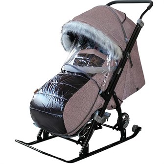 Санки коляска Galaxy NOVA лён пудровый 266-362