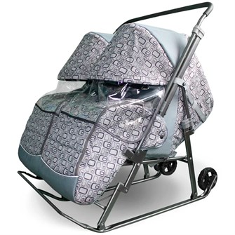 Санки коляска Близняшки Чемодан на сером 266-252