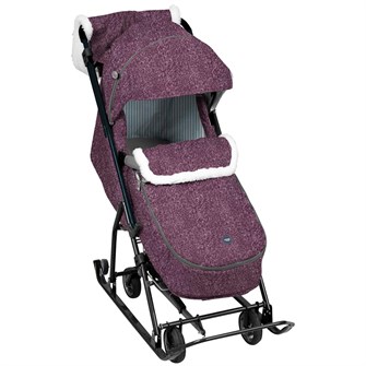 Санки коляска Наши детки 6 НДТ6/6 баклажановый с полосками /Ника/ 266-185