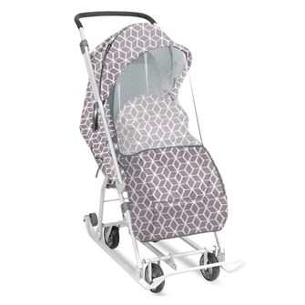 Санки коляска Наши детки НДТ3-1К/4 с ромбиками серый /Ника/ 168-956