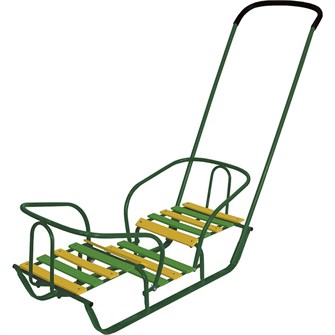 Санки СД/З2 /Ника/ д/двойняшек спинка, толкатель зеленый 167-992