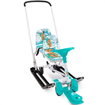 Снегокат Тимка спорт 6Д ТС6Д/ЗМ для двоих с колёсами с забавными медвежатами /Ника/ 266-441