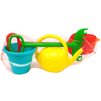 Песочный набор Юный садовод-3 грабли, лопатка, ведерко, лейка /Радиан/ 372-937