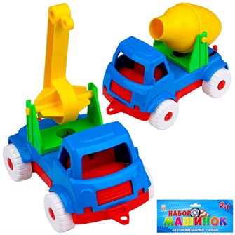 Набор машинок №2 Бетономешалка+Кран И-5678 201-347