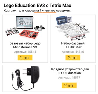 Комплект LEGO Education EV3 с Tetrix Max для класса на 4 ученика 8901