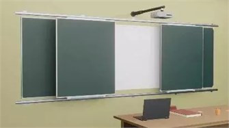 {{photo.Alt || photo.Description || 'Рельсовая раздвижная система с 4-мя меловыми/маркерными досками, интерактивной доской и проектором Skilo'}}