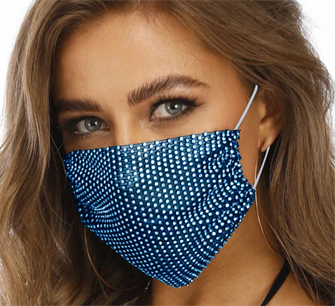 Маска многоразовая защитная сетка- Стразы синяя, арт. 406.035 406.035