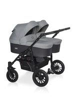 Коляска для двойни 2 в 1 Riko Basic Saxo 02 серый-черный 5907729455065