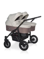 Коляска для двойни 2 в 1 Riko Basic Saxo 03 бежевый-коричневый 5907729455072
