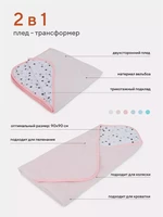 Плед Топотушки 90х90 см розовый/звезда 4630053759882