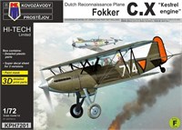 KPH7201  авиация  Dutch Reconnaissance Plane Fokker C.X "Kestrel engine"  (1:72) 8592942572018