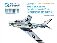 QD+48531  декали  3D Декаль интерьера для F-86A Sabre (Clear prop) (c 3D-печатными деталями)  (1:48) 2000002183655