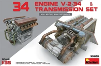 35205  дополнения из пластика  Танк-34 Engine V-2-34 &amp; TRANSMISSION SET  (1:35) 4820183310507