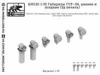 A35120  дополнения из смолы  Габариты ГСТ-64, ранние и поздние (3д печать)  (1:35) 2000002200963