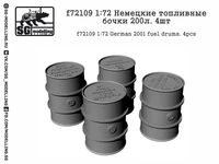 f72109  дополнения из смолы  Немецкие топливные бочки 200л. 4шт.  (1:72) 2000000231259