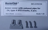 MC235034  дополнения из смолы  Выхлопные патрубки с брон-ми для Танк-34/Су тип 4 СТЗ/8 болтов (1:35) 2000002204138
