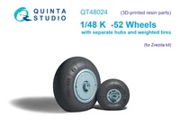 QT48024  дополнения из смолы  Колеса с отдельными ступицами и нагр. шинами для K@-52 (Звезда) (1:48) 2000002169123