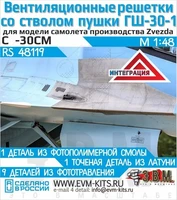 RS48119  дополнения из смолы   С-30СМ (Звезда) Ствол пушки ГШ-30-1 и венш.решетки  (1:48) 2000002218715