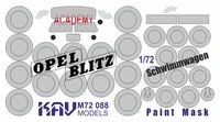 KAV M72 088  инструменты для работы с краской  Маска Opel Blitz &amp; Schwimmwagen (Academy)  (1:72) 2000002156994