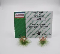 3052  материалы для диорам  Кочки травы цветущие красные 12 мм 30 шт 2000000225579