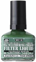 WC12  краска 40мл MR.WEATHERING COLOR WC12 FILTER LIQUID FACE GREEN 4973028631111