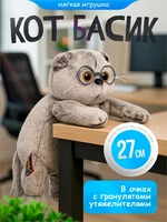 Кот Басик Подушка в очках 27 см Оригинал 559846711