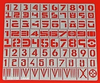 3810  инструменты для работы с краской  Трафарет цифры. 80 символов 2000000143668